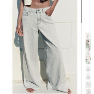 Zara Light Gray Wide Leg Jeans